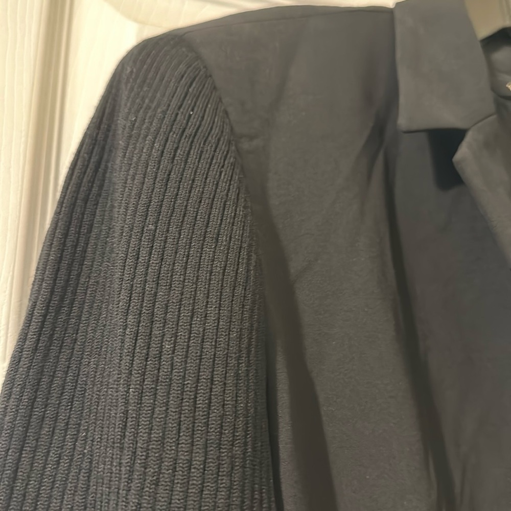 Escada black blazer jacket with knit sleeves Sz 42 - Picture 4 of 7